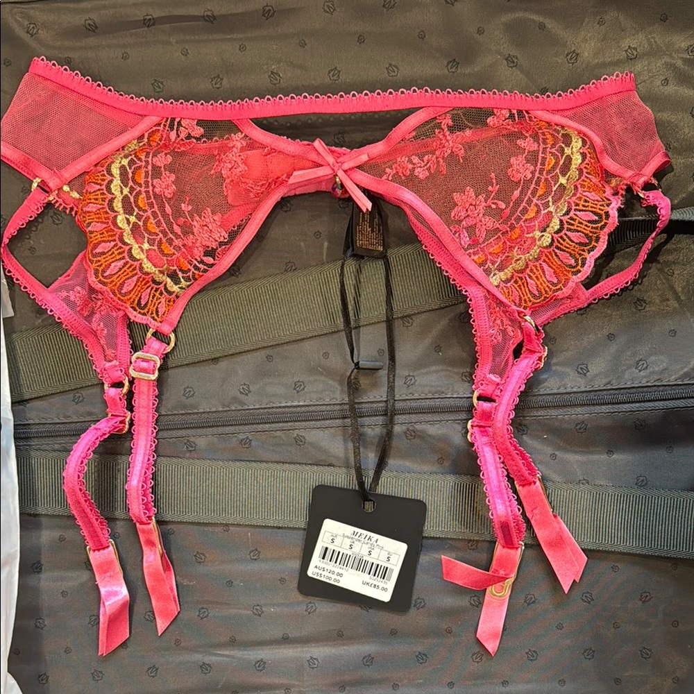 Pink and Orange Lace Garter Belt